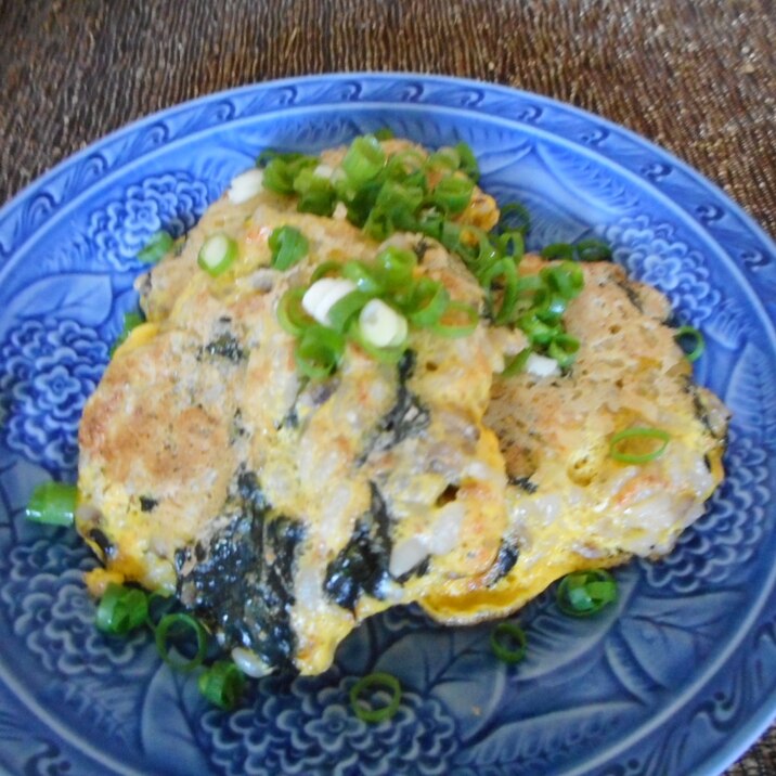 雑穀ごはんと海苔の卵お焼き